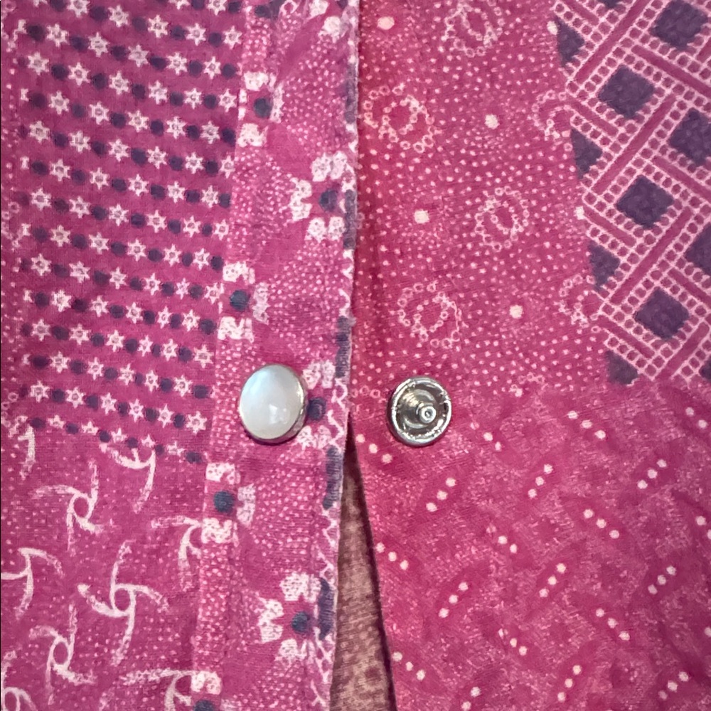 Roxy Patchwork Pearl Snap Down Blouse Womens Xl P… - image 8